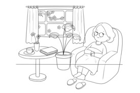 在沙发上睡觉的老奶奶