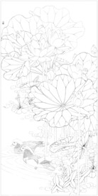 荷花线描