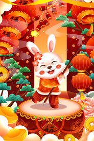 2023年春节兔年海报