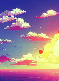 蒸汽波风格海洋