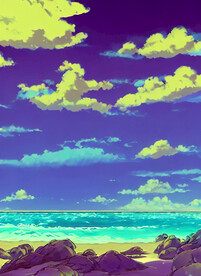 蒸汽波风格海洋