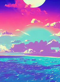 蒸汽波风格海洋