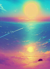 蒸汽波风格海洋