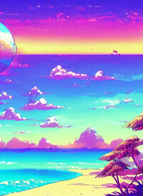 蒸汽波风格海洋