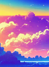 蒸汽波风格天空