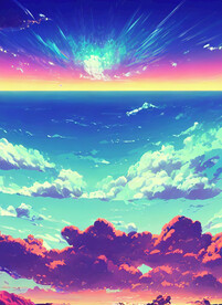 蒸汽波风格天空