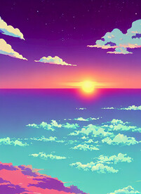 蒸汽波风格海洋天空