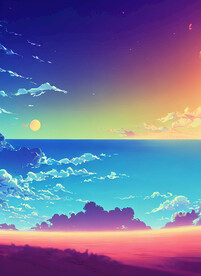 蒸汽波风格海洋天空