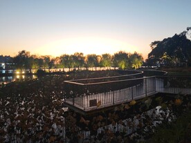 荷塘铁护栏观光台夜景