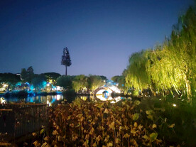 荷塘石拱桥夜景