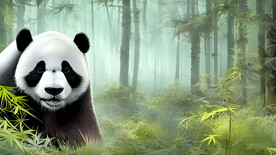 竹林大熊猫油画