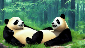 竹林大熊猫油画