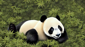 竹林大熊猫油画