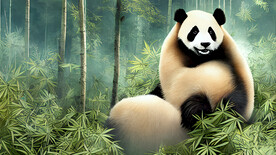 竹林大熊猫油画