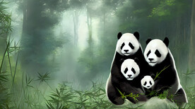 竹林大熊猫油画