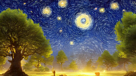 梵高风格星空油画