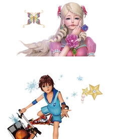 卡通公主和男孩