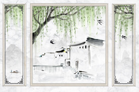 背景墙水墨装饰画