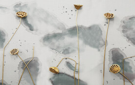 水墨山水简约花鸟背景客厅装饰画