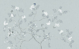 水墨山水简约花鸟背景客厅装饰画