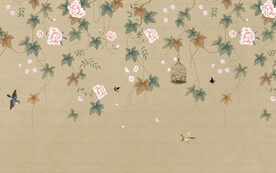 水墨山水简约花鸟背景客厅装饰画