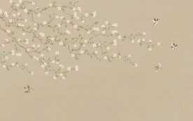 水墨山水简约花鸟背景客厅装饰画