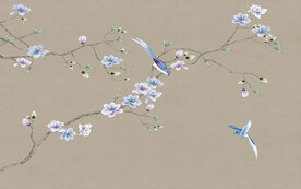 水墨山水简约花鸟背景客厅装饰画