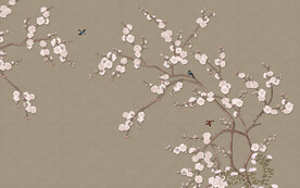 水墨山水简约花鸟背景客厅装饰画