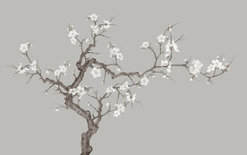 水墨山水简约花鸟背景客厅装饰画