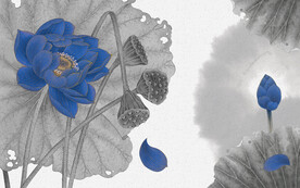 水墨山水简约花鸟背景客厅装饰画