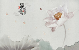 水墨山水简约花鸟背景客厅装饰画