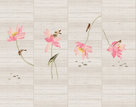 水墨山水简约花鸟背景客厅装饰画