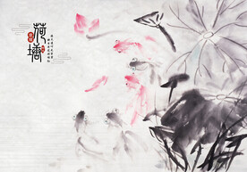 水墨山水简约花鸟背景客厅装饰画