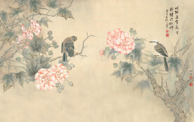 水墨山水简约花鸟背景客厅装饰画