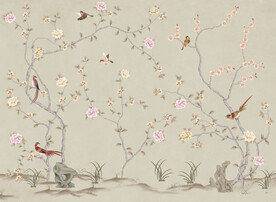 水墨山水简约花鸟背景客厅装饰画