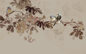 水墨山水简约花鸟背景客厅装饰画