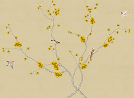 水墨山水简约花鸟背景客厅装饰画