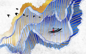 水墨山水简约花鸟客厅装饰画