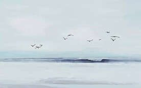 水墨山水简约花鸟背景客厅装饰画