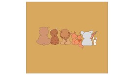 一群动物背影抱枕矢量