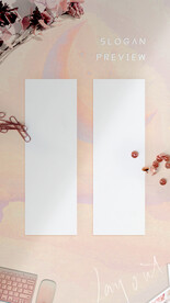 桌面排列双面竖版手幅样机