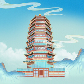 建筑国风国潮插画