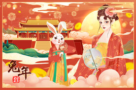 中国风国潮春节新年插画