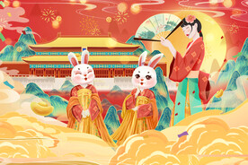 兔年春节新年插画