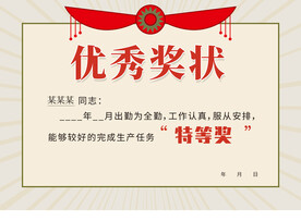 优秀奖状证书模板