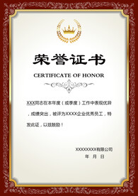 荣誉证书奖状模板