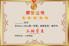 三好学生奖状荣誉证书模板