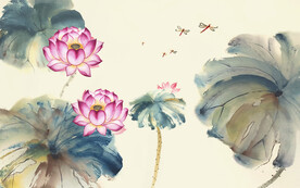 荷花背景墙