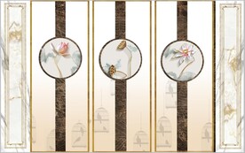 水墨山水简约花鸟背景客厅装饰画