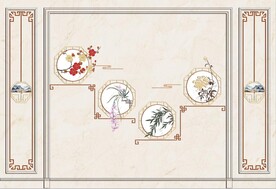 水墨山水简约花鸟背景客厅装饰画